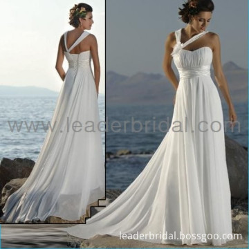 Elegant Halter Chiffon Beach Bridal Dress Empire Maternity Wedding Gown (LD03)